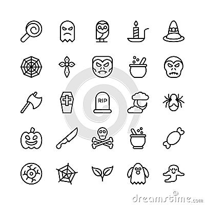 Christmas, Halloween, Party and Celebration Line Vector Icons 22 Stock Photo